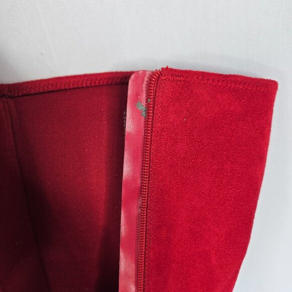 Red Velour Knee-High Women's Boots with Rose/Flower Accents, Size 6M - Picture 15 of 16